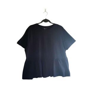 Forever 21 Womens Top Black 2XL Plus Size Peplum Short Sleeve T-Shirt